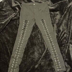 Fashion Nova | Black Lace Up Stretch Pants